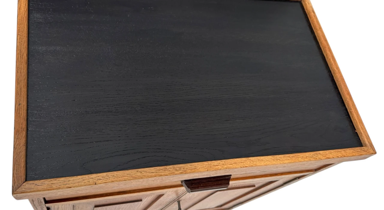 Art Deco Amsterdamse School Cabinet with Black Lacquered Top, 1920s